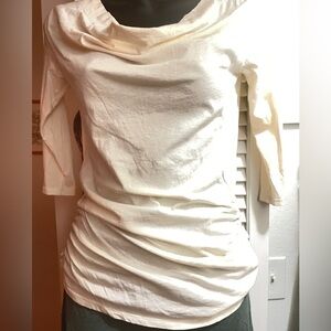 Indigenous Ruched Cream Long Sleeve Top